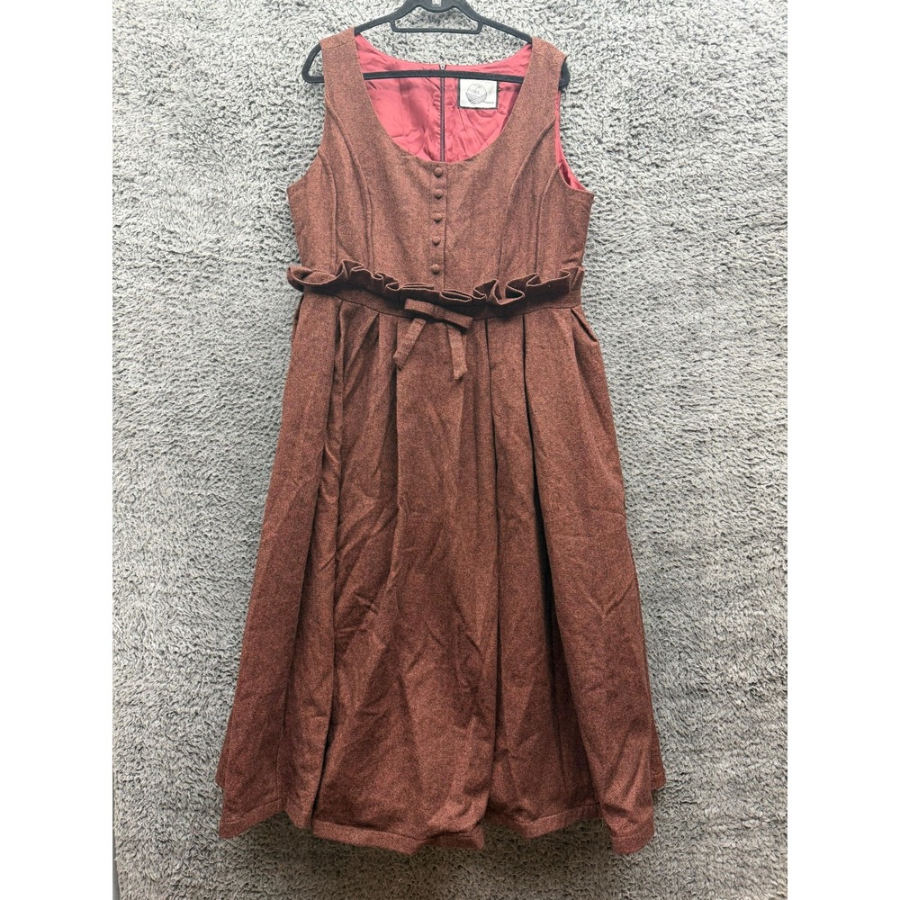 Linennaive Grace 31 Wool Sleeveless Maxi Party Dress Rust Brown Plus Size 2X/3X